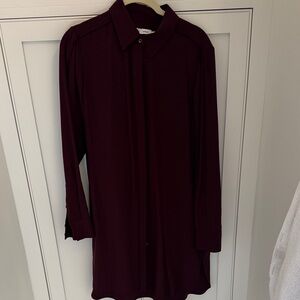 Vince Deep Red Button-Up Blouse